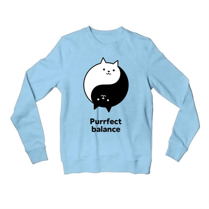 printed purrfect balance sweatshirt upper winterwear printed graphic stylish buy online united states usa the banyan tee tbt men women girls boys unisex baby blue