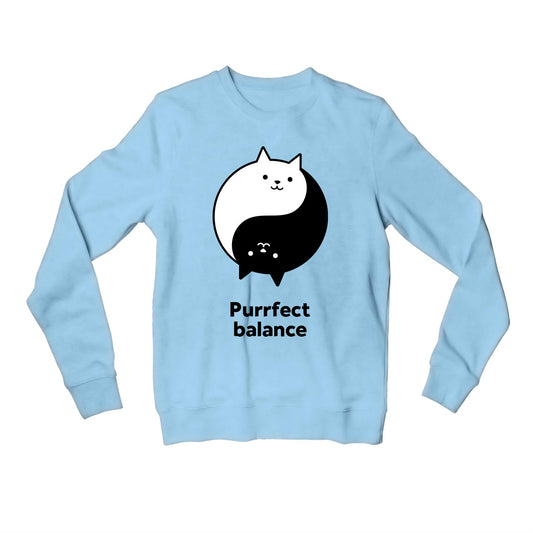 printed purrfect balance sweatshirt upper winterwear printed graphic stylish buy online united states usa the banyan tee tbt men women girls boys unisex baby blue