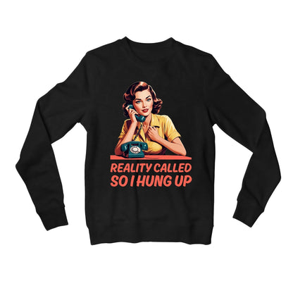 printed reality called sweatshirt upper winterwear printed graphic stylish buy online united states usa the banyan tee tbt men women girls boys unisex black