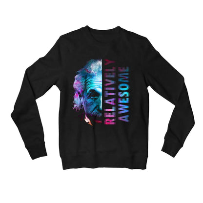 printed relatively awesome sweatshirt upper winterwear printed graphic stylish buy online united states usa the banyan tee tbt men women girls boys unisex black