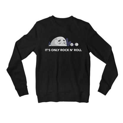 printed it's only rock n' roll sweatshirt upper winterwear printed graphic stylish buy online united states usa the banyan tee tbt men women girls boys unisex black