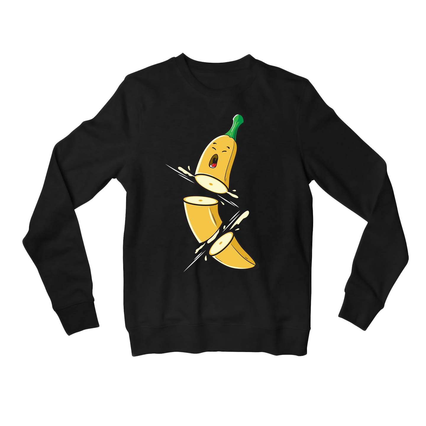 printed sad banana sweatshirt upper winterwear printed graphic stylish buy online united states usa the banyan tee tbt men women girls boys unisex black