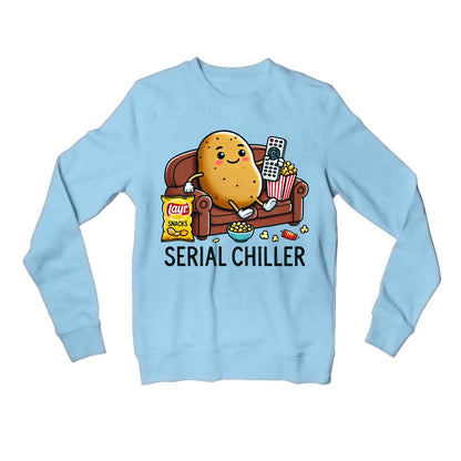 printed serial chiller sweatshirt upper winterwear printed graphic stylish buy online united states usa the banyan tee tbt men women girls boys unisex baby blue