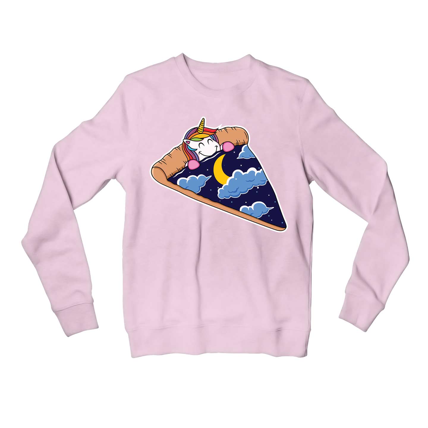 printed unicorn pizza slice sweatshirt upper winterwear printed graphic stylish buy online united states usa the banyan tee tbt men women girls boys unisex baby pink