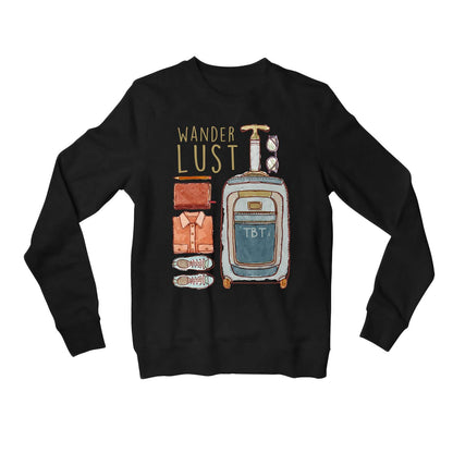 printed wanderlust sweatshirt upper winterwear printed graphic stylish buy online united states usa the banyan tee tbt men women girls boys unisex black