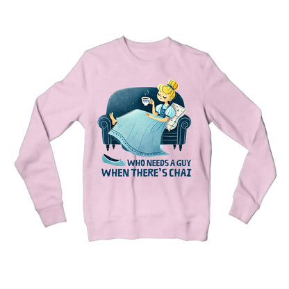 printed who needs a guy sweatshirt upper winterwear printed graphic stylish buy online united states usa the banyan tee tbt men women girls boys unisex baby pink