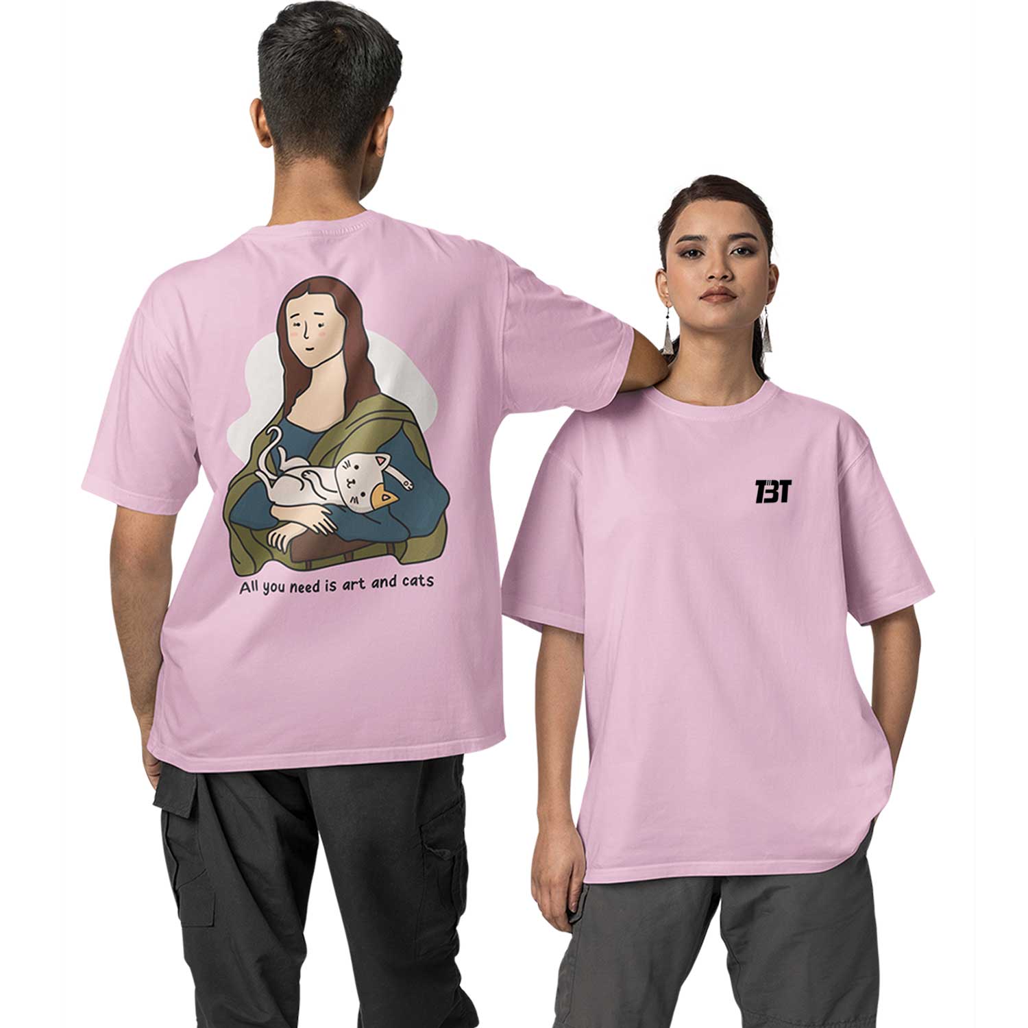 graphic printed oversized t shirt - art and cats baby pink buy online india the banyan tee tbt men women girls boys unisex