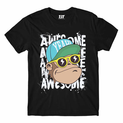 printed awesome chimp t-shirt printed graphic stylish buy online united states of america usa the banyan tee tbt men women girls boys unisex black
