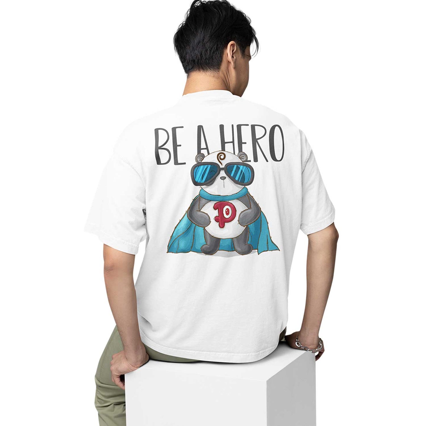 graphic printed oversized t shirt - a be a hero white buy online india the banyan tee tbt men women girls boys unisex