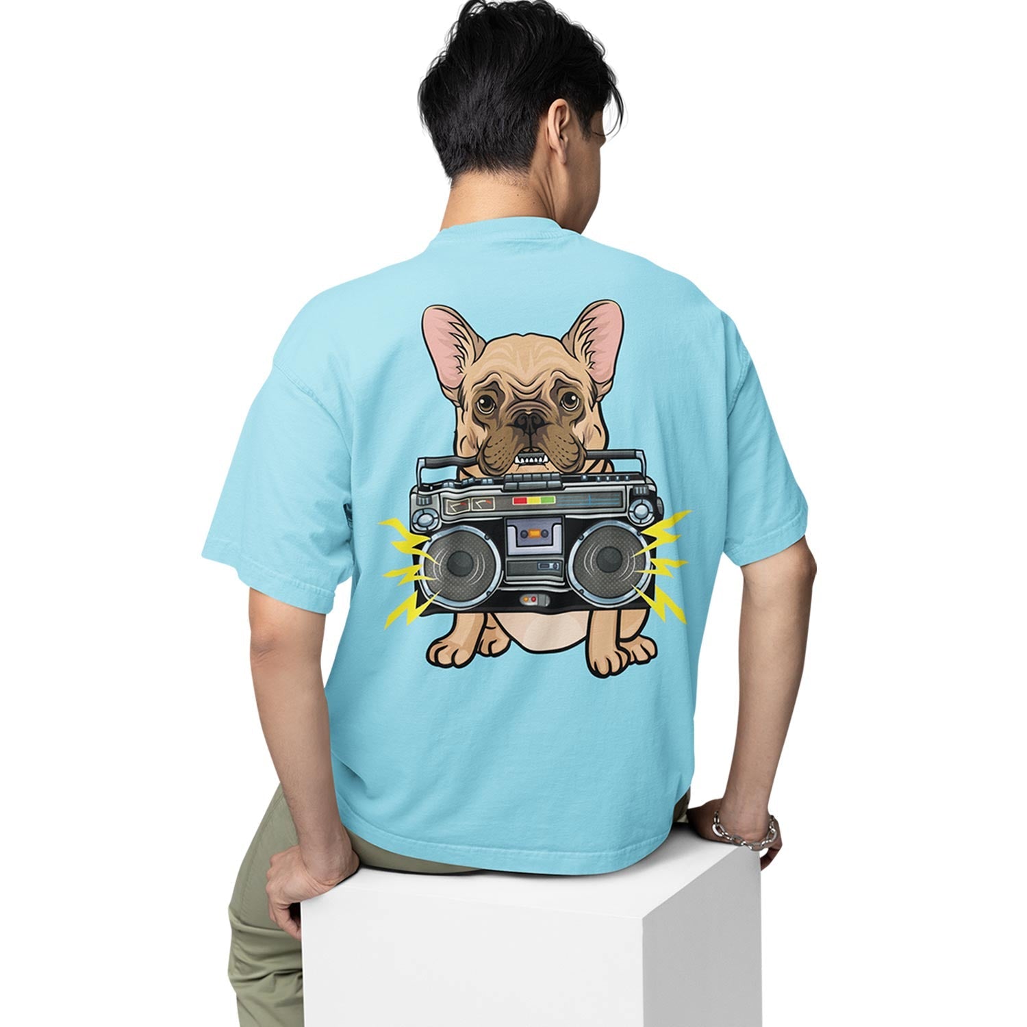 graphic printed oversized t shirt - woof box baby blue buy online india the banyan tee tbt men women girls boys unisex