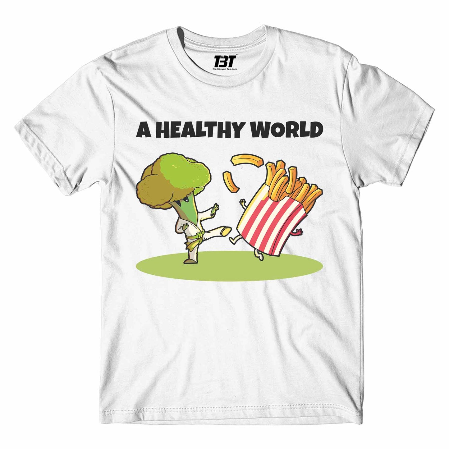 printed a healthy world t-shirt printed graphic stylish buy online united states of america usa the banyan tee tbt men women girls boys unisex white