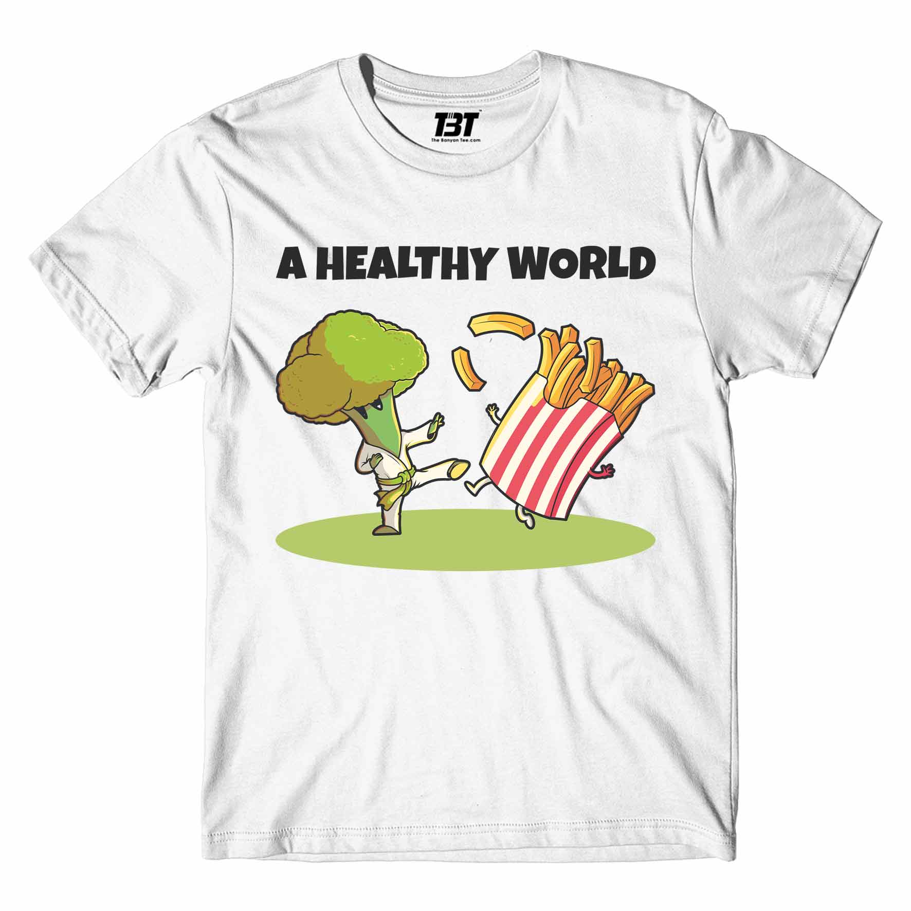 printed a healthy world t-shirt printed graphic stylish buy online united states of america usa the banyan tee tbt men women girls boys unisex white