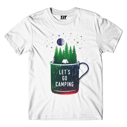 printed let's go camping t-shirt printed graphic stylish buy online united states of america usa the banyan tee tbt men women girls boys unisex white