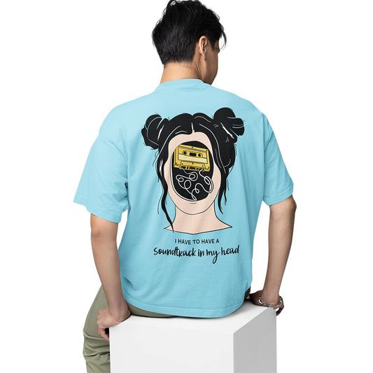 graphic printed oversized t shirt - soundtrack in my head baby blue buy online india the banyan tee tbt men women girls boys unisex