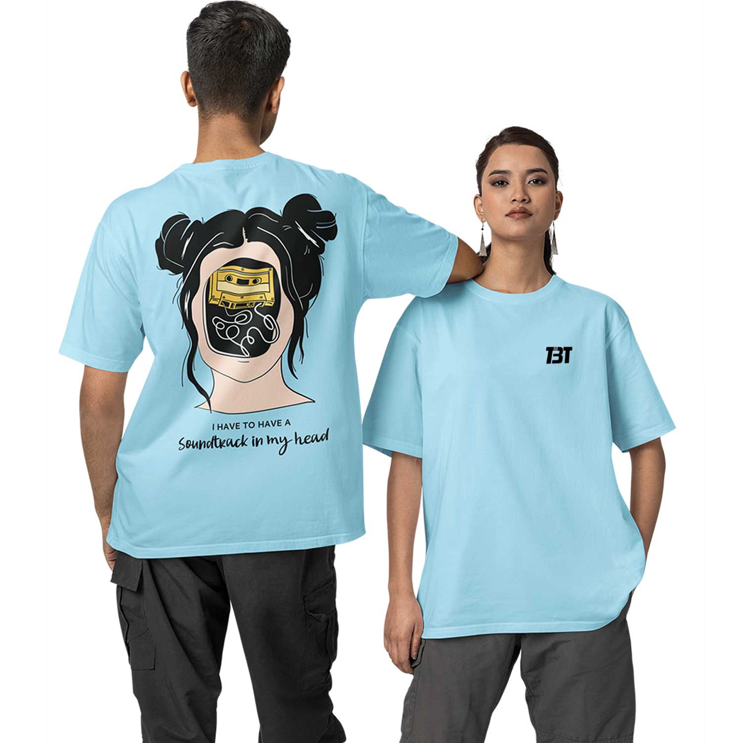 graphic printed oversized t shirt - soundtrack in my head baby blue buy online india the banyan tee tbt men women girls boys unisex