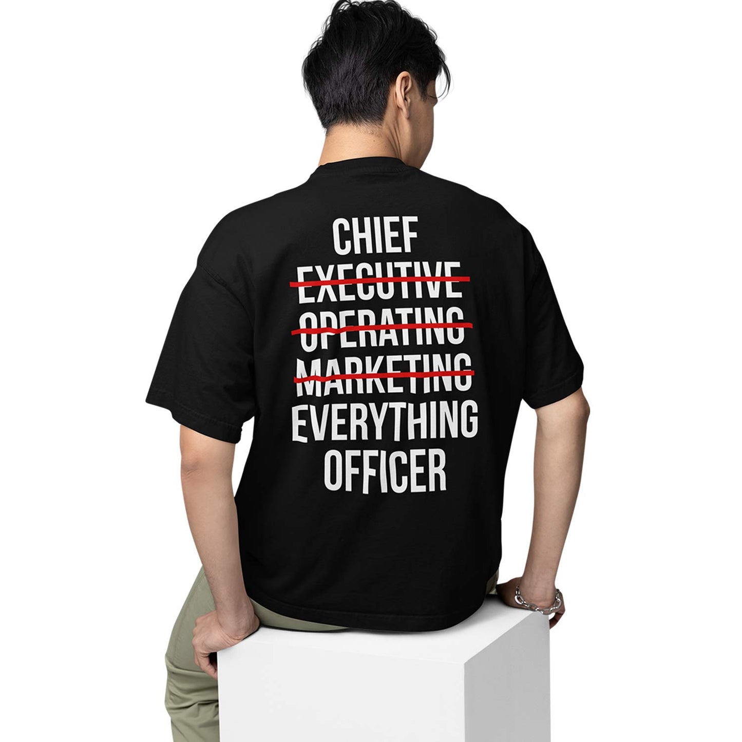 graphic printed oversized t shirt -  chief everything officer black buy online india the banyan tee tbt men women girls boys unisex