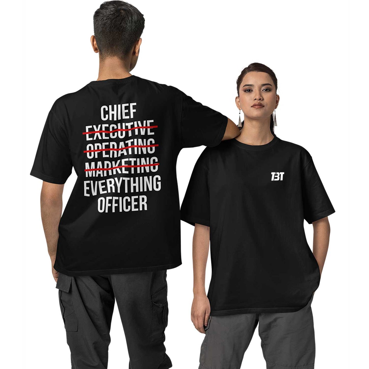 graphic printed oversized t shirt -  chief everything officer black buy online india the banyan tee tbt men women girls boys unisex