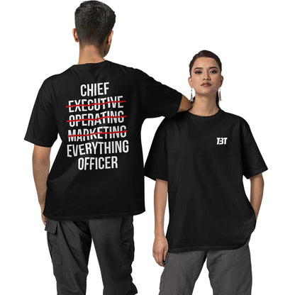 graphic printed oversized t shirt -  chief everything officer black buy online india the banyan tee tbt men women girls boys unisex