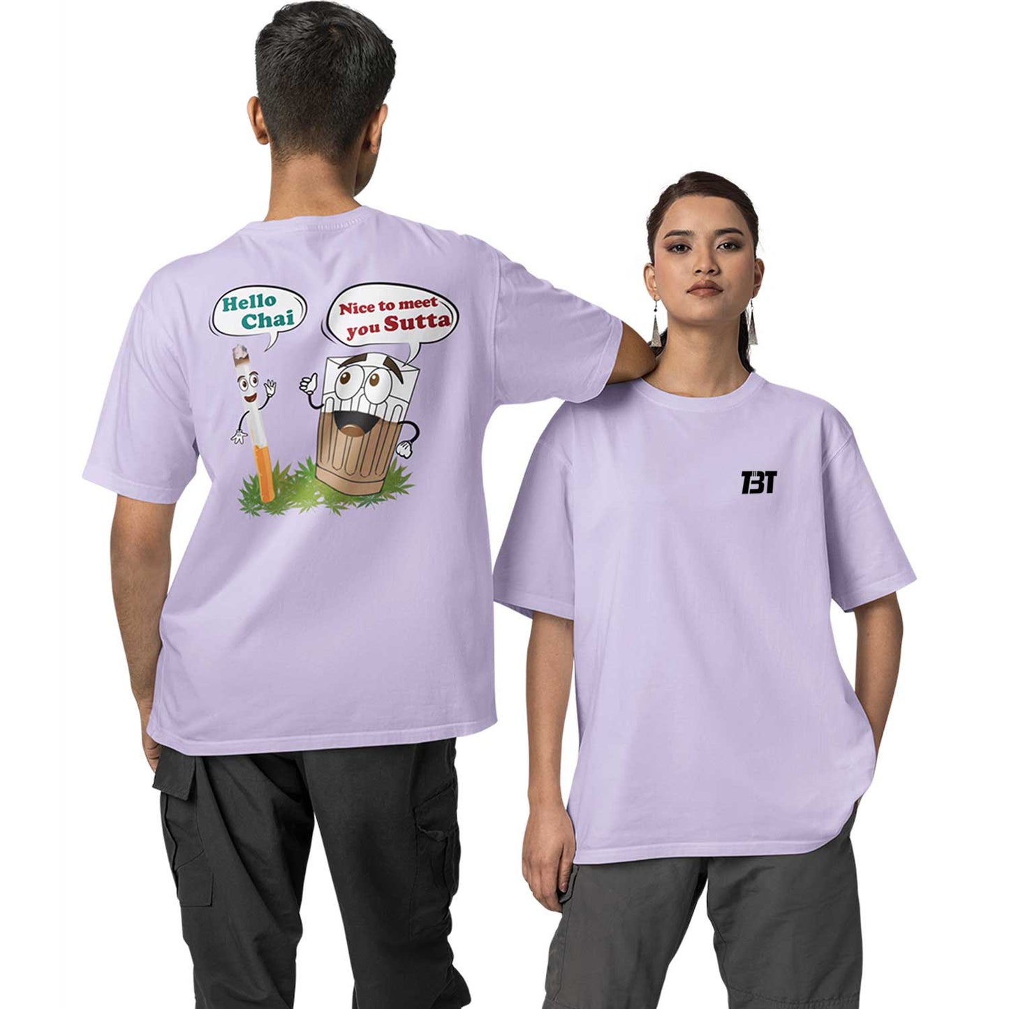 graphic printed oversized t shirt - chai sutta lavender buy online india the banyan tee tbt men women girls boys unisex