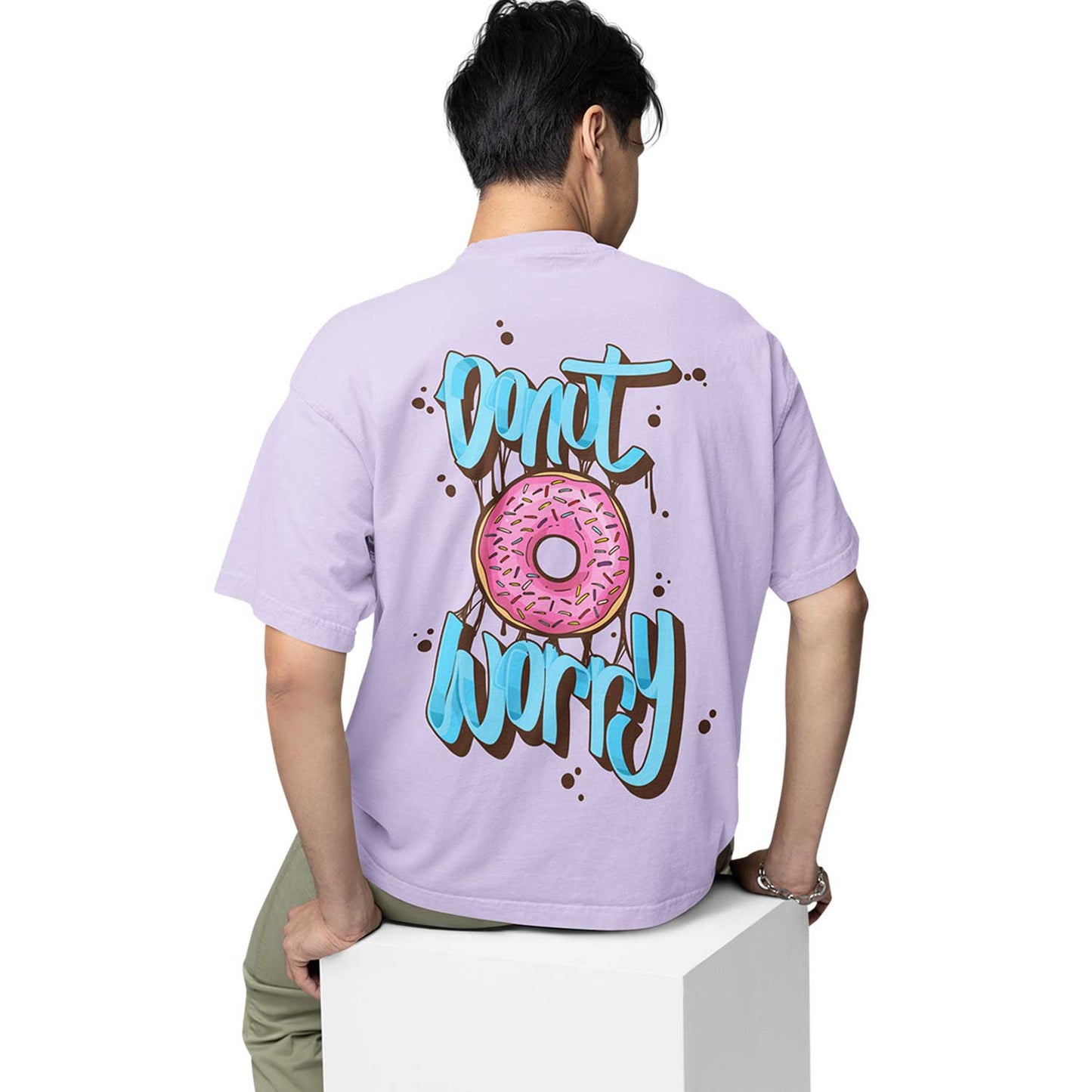 graphic printed oversized t shirt - donut worry lavender buy online india the banyan tee tbt men women girls boys unisex