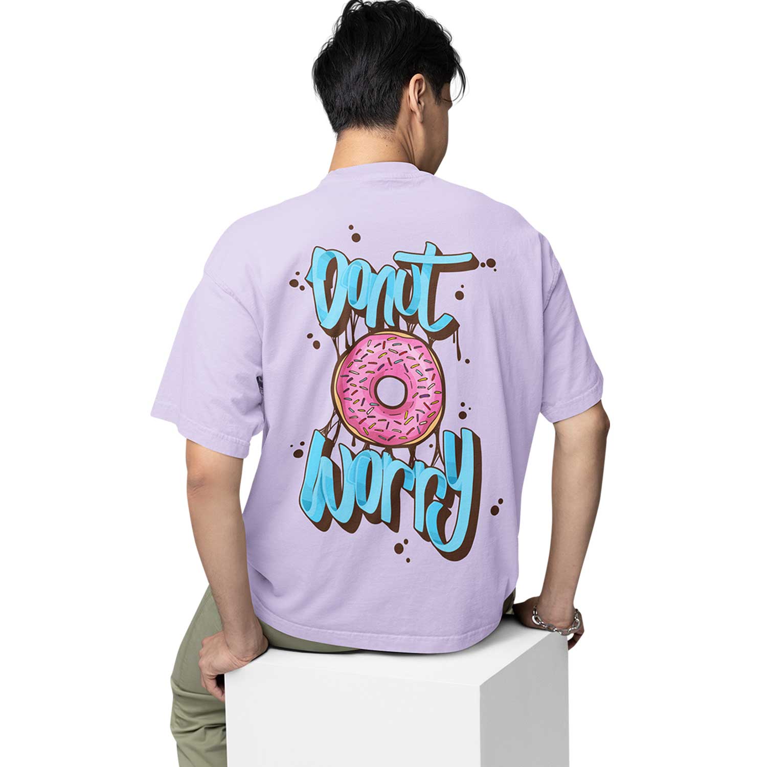 graphic printed oversized t shirt - donut worry lavender buy online india the banyan tee tbt men women girls boys unisex