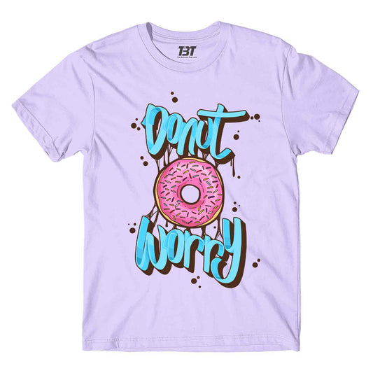 printed donut worry t-shirt printed graphic stylish buy online united states of america usa the banyan tee tbt men women girls boys unisex lavender