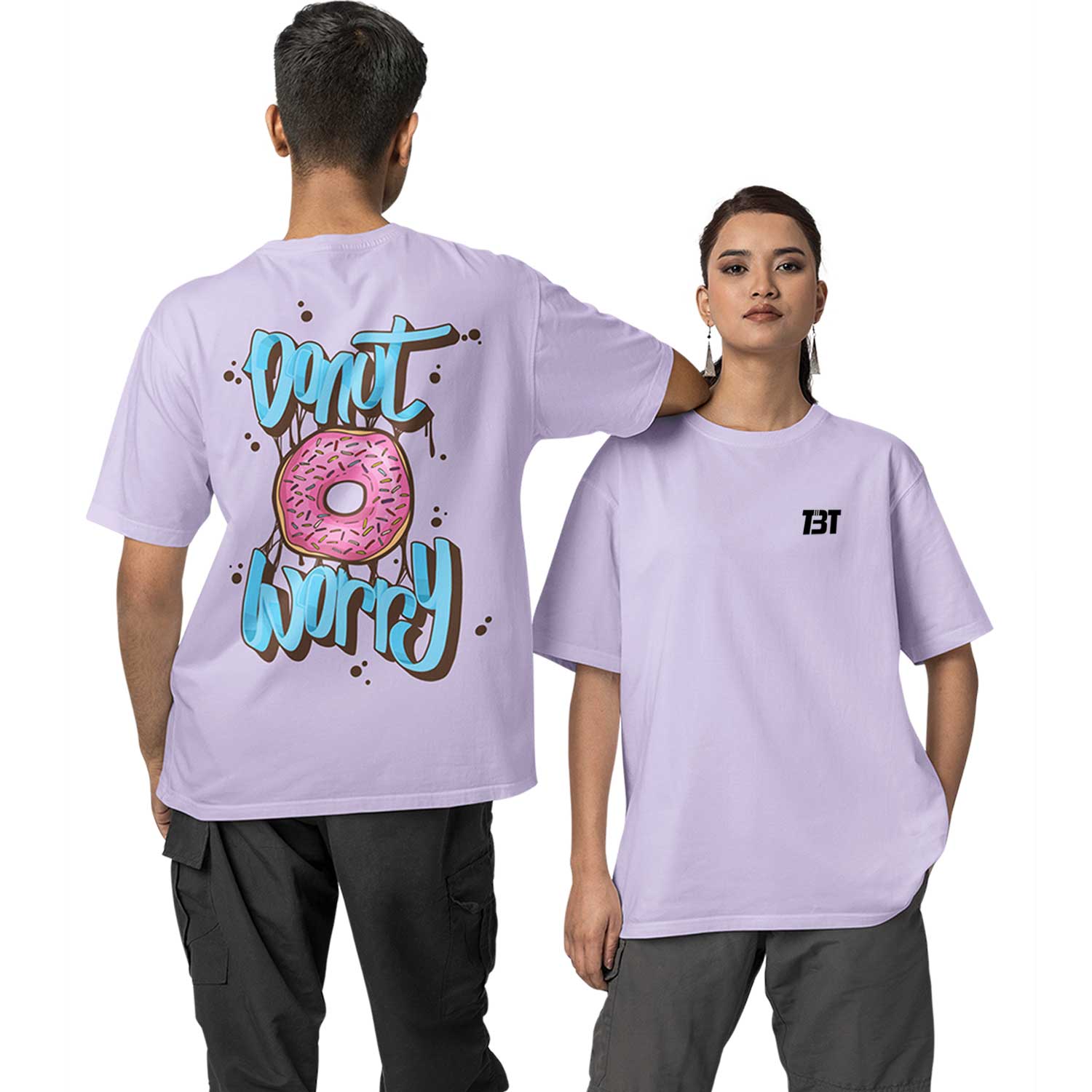 graphic printed oversized t shirt - donut worry lavender buy online india the banyan tee tbt men women girls boys unisex