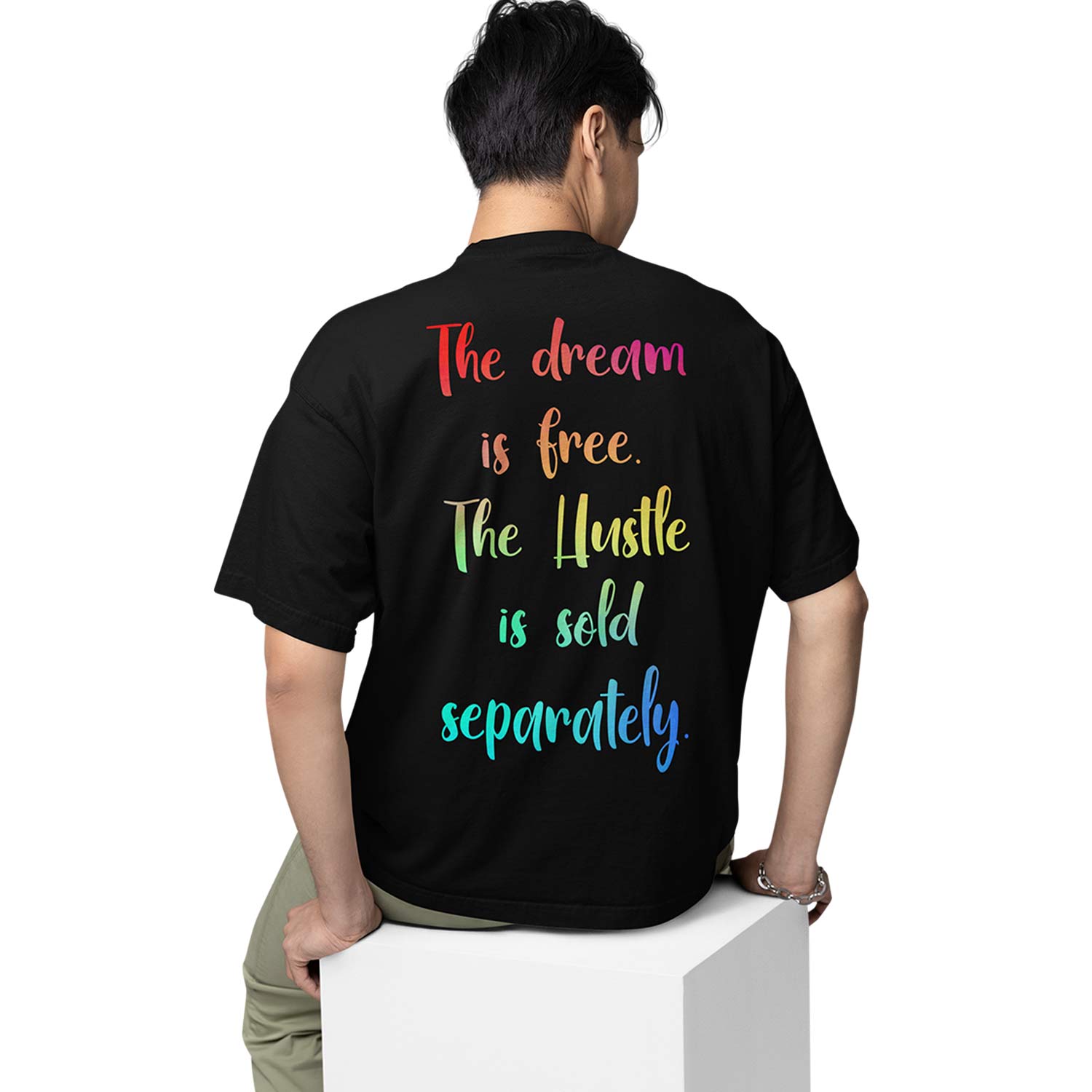 graphic printed oversized t shirt -  hustle is free black buy online india the banyan tee tbt men women girls boys unisex