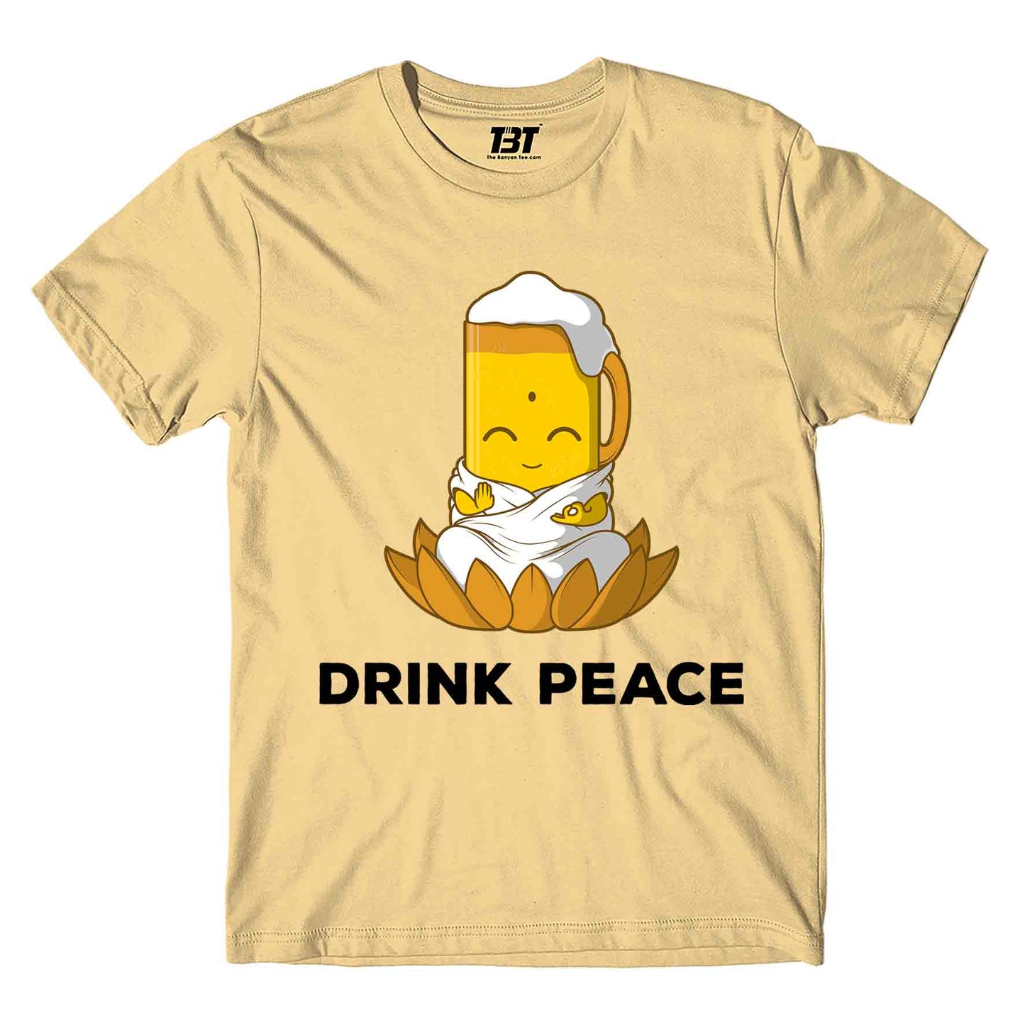 printed drink peace t-shirt printed graphic stylish buy online united states of america usa the banyan tee tbt men women girls boys unisex beige