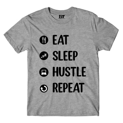 printed eat sleep hustle repeat t-shirt printed graphic stylish buy online united states of america usa the banyan tee tbt men women girls boys unisex gray