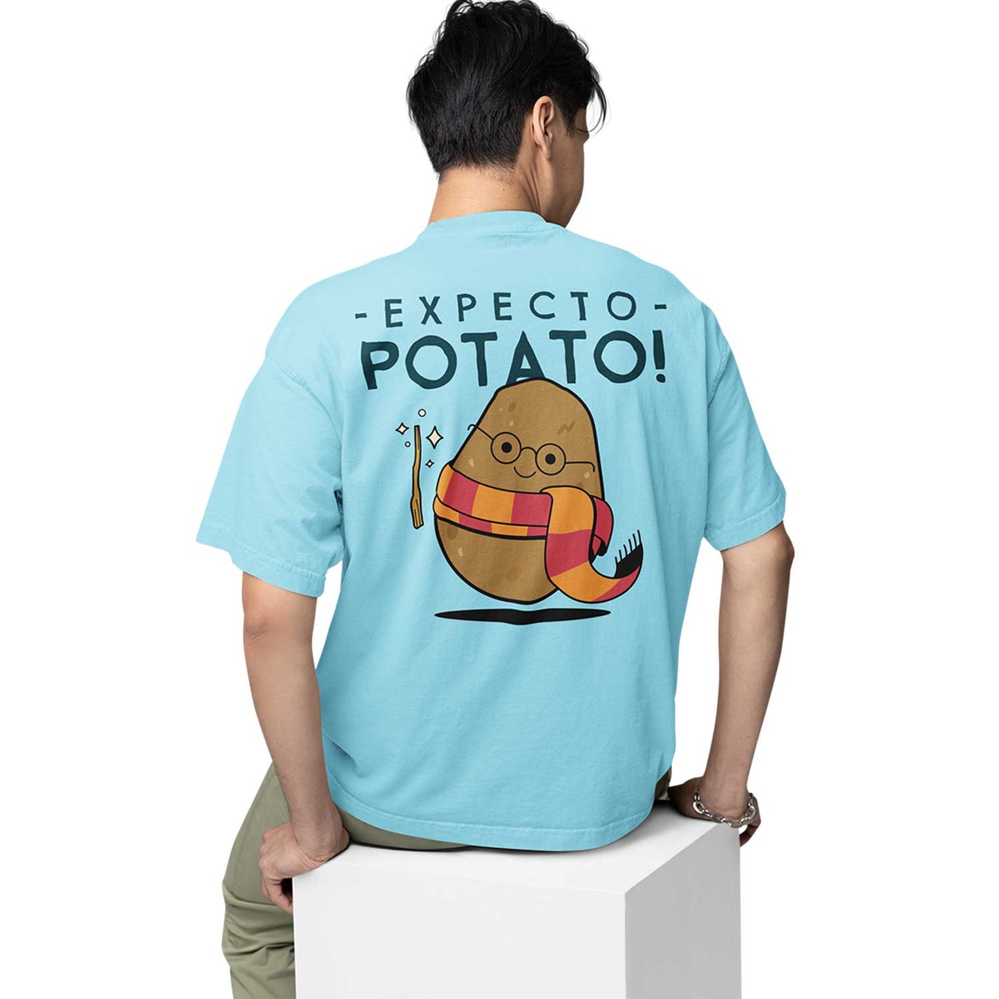 graphic printed oversized t shirt - expecto potato baby blue buy online india the banyan tee tbt men women girls boys unisex