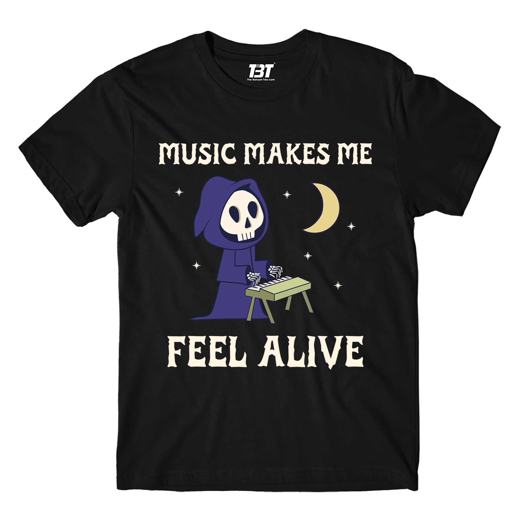 printed music makes me t-shirt printed graphic stylish buy online united states of america usa the banyan tee tbt men women girls boys unisex black