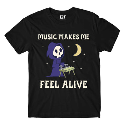 printed music makes me t-shirt printed graphic stylish buy online united states of america usa the banyan tee tbt men women girls boys unisex black