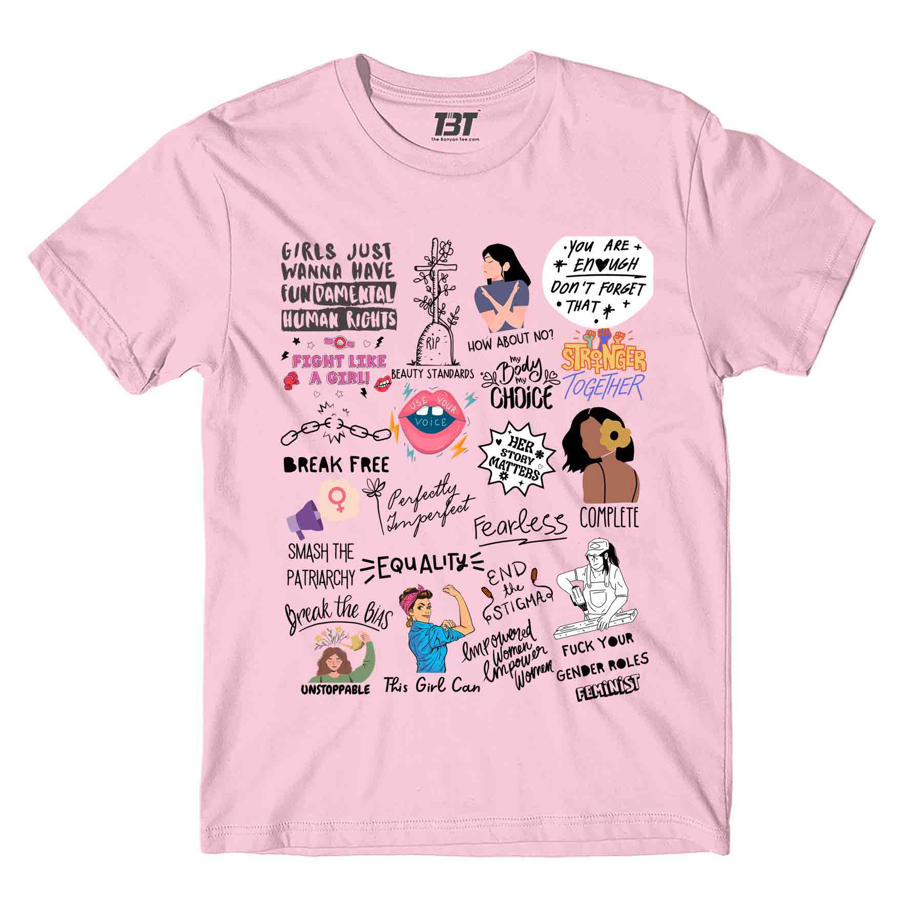 printed feminism doodle t-shirt printed graphic stylish buy online united states of america usa the banyan tee tbt men women girls boys unisex baby pink