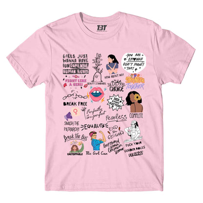 printed feminism doodle t-shirt printed graphic stylish buy online united states of america usa the banyan tee tbt men women girls boys unisex baby pink