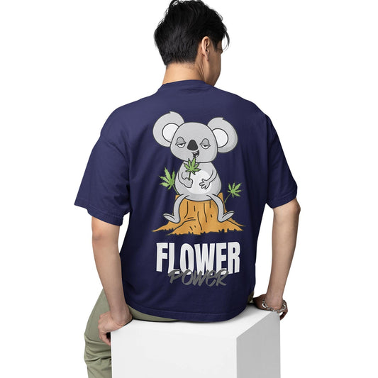 graphic printed oversized t shirt -  flower power navy blue buy online india the banyan tee tbt men women girls boys unisex