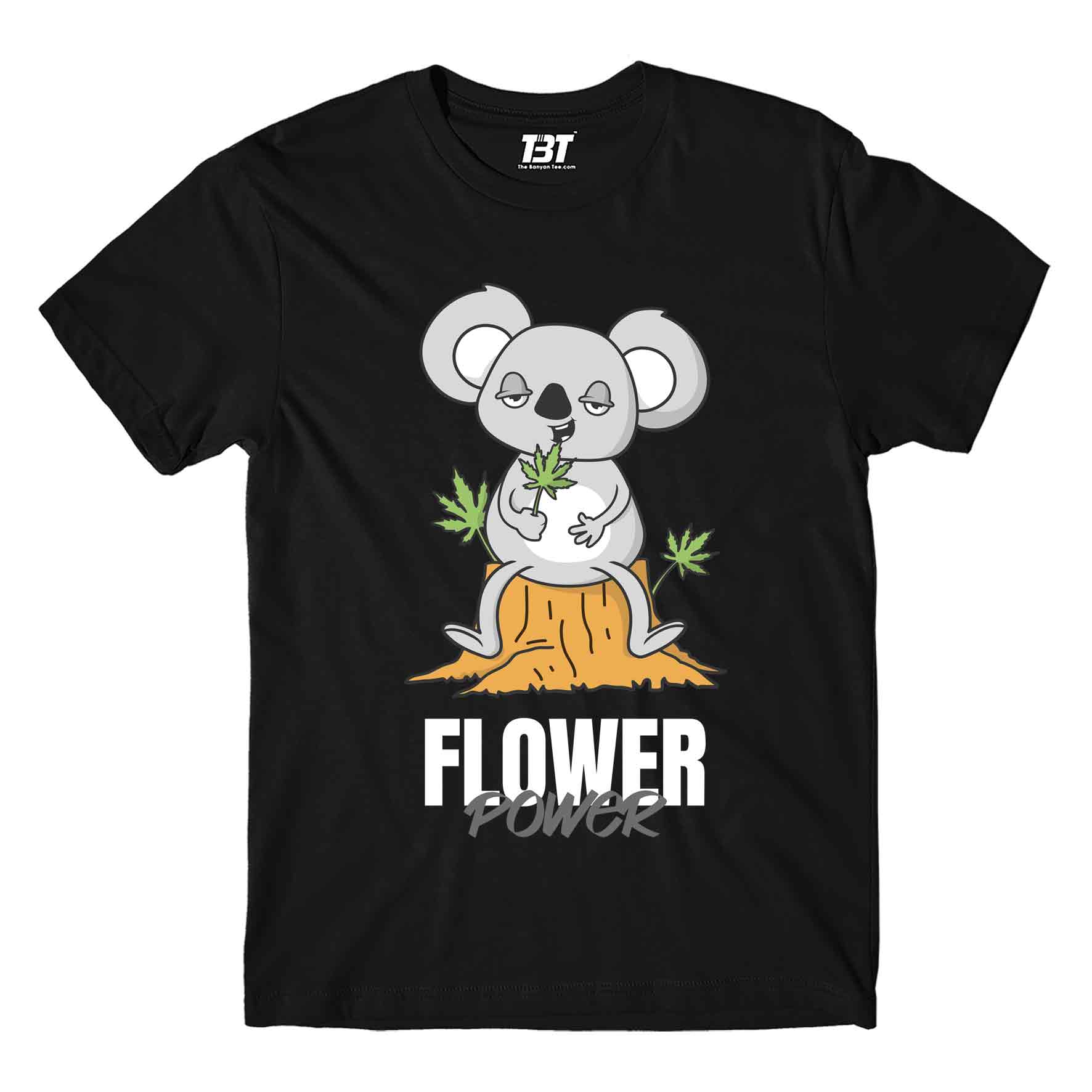 printed flower power t-shirt printed graphic stylish buy online united states of america usa the banyan tee tbt men women girls boys unisex black