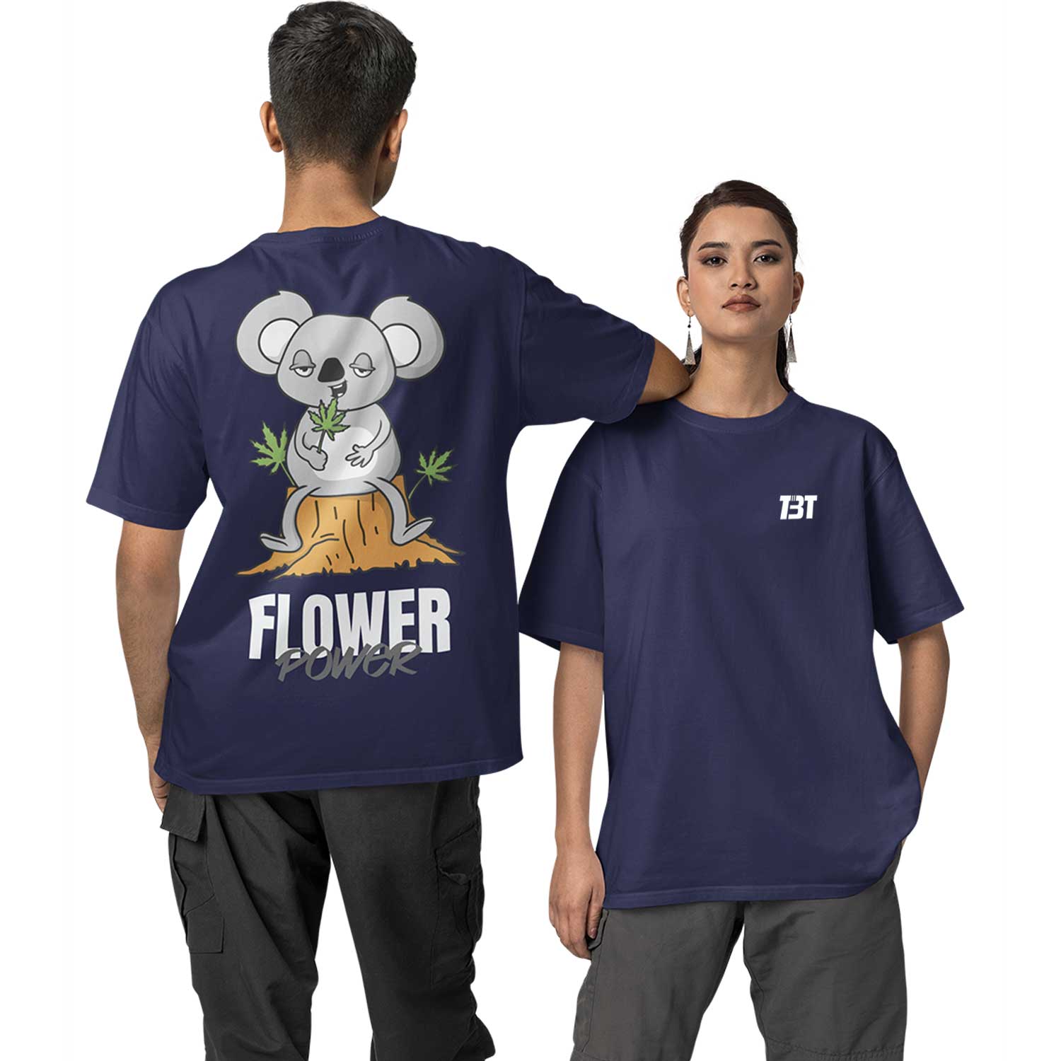 graphic printed oversized t shirt -  flower power navy blue buy online india the banyan tee tbt men women girls boys unisex