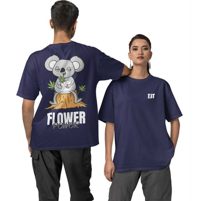 graphic printed oversized t shirt -  flower power navy blue buy online india the banyan tee tbt men women girls boys unisex