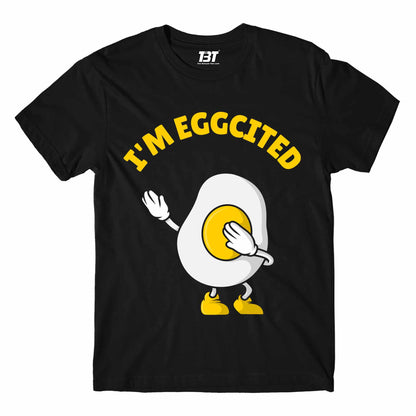 printed eggcited t-shirt printed graphic stylish buy online united states of america usa the banyan tee tbt men women girls boys unisex black