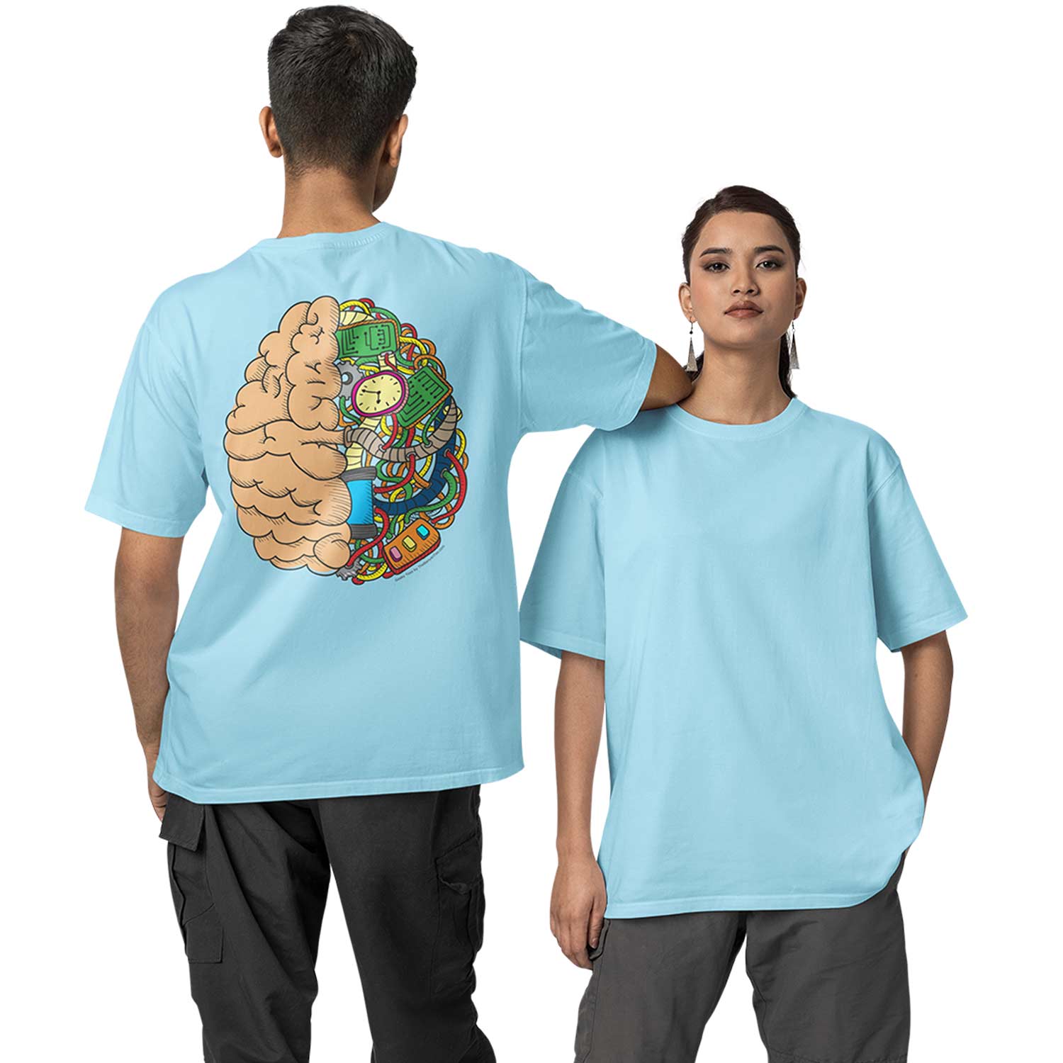 graphic printed oversized t shirt - the brain anatomy baby blue buy online india the banyan tee tbt men women girls boys unisex