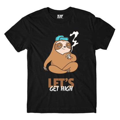 printed high sloth t-shirt printed graphic stylish buy online united states of america usa the banyan tee tbt men women girls boys unisex black