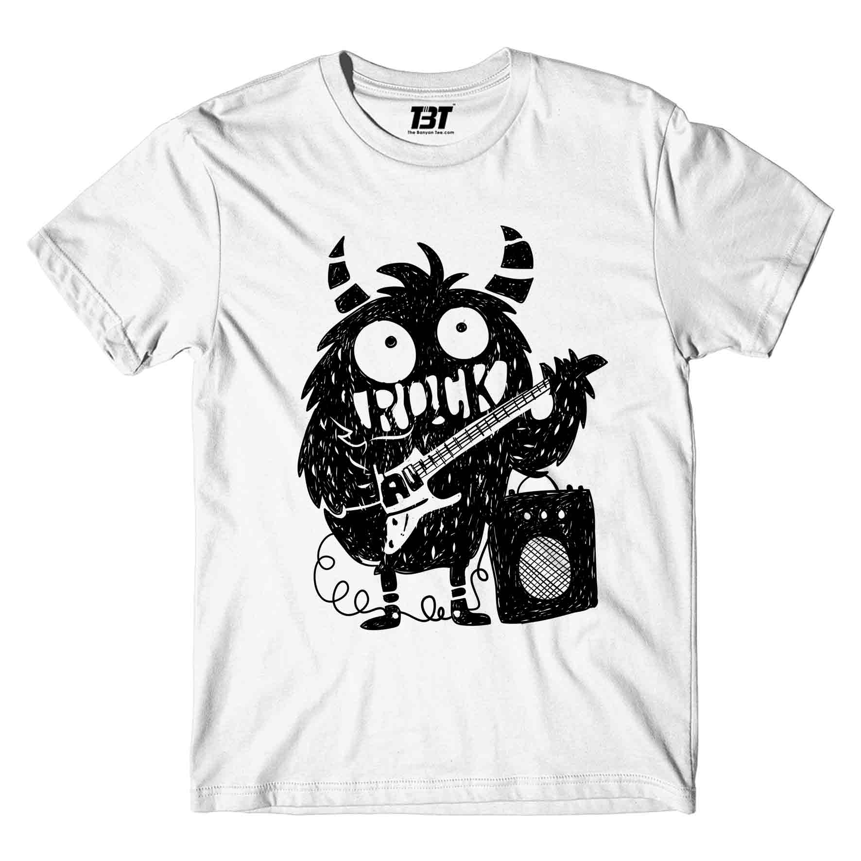 printed rock monster t-shirt printed graphic stylish buy online united states of america usa the banyan tee tbt men women girls boys unisex white