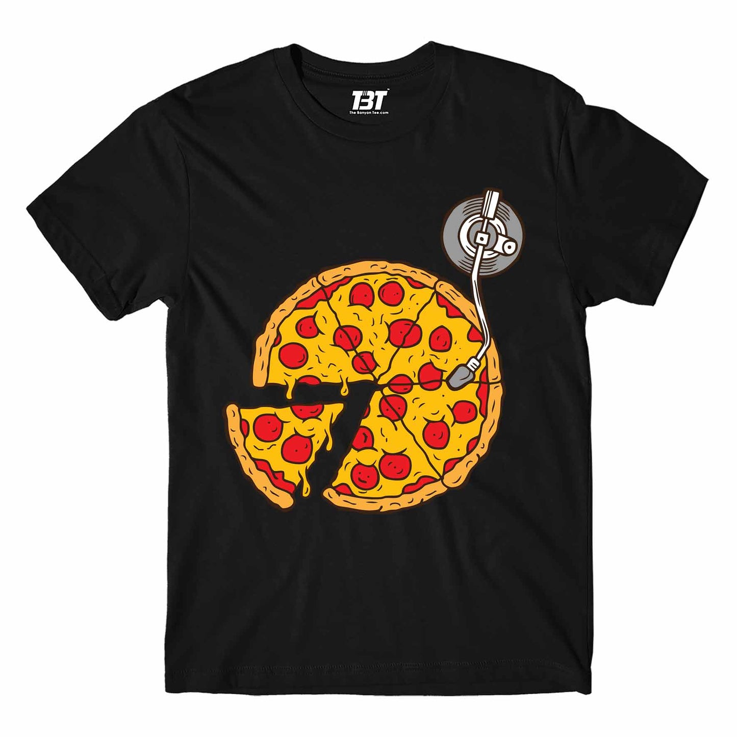 printed musical slice t-shirt printed graphic stylish buy online united states of america usa the banyan tee tbt men women girls boys unisex black