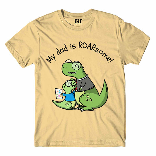 printed my dad is roarsome t-shirt printed graphic stylish buy online united states of america usa the banyan tee tbt men women girls boys unisex beige