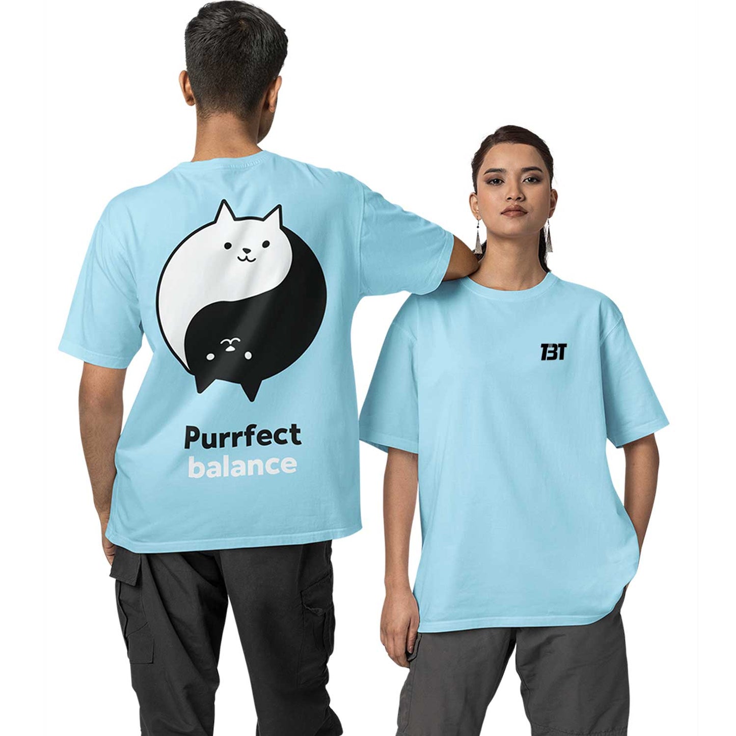 graphic printed oversized t shirt - purrfect balance baby blue buy online india the banyan tee tbt men women girls boys unisex