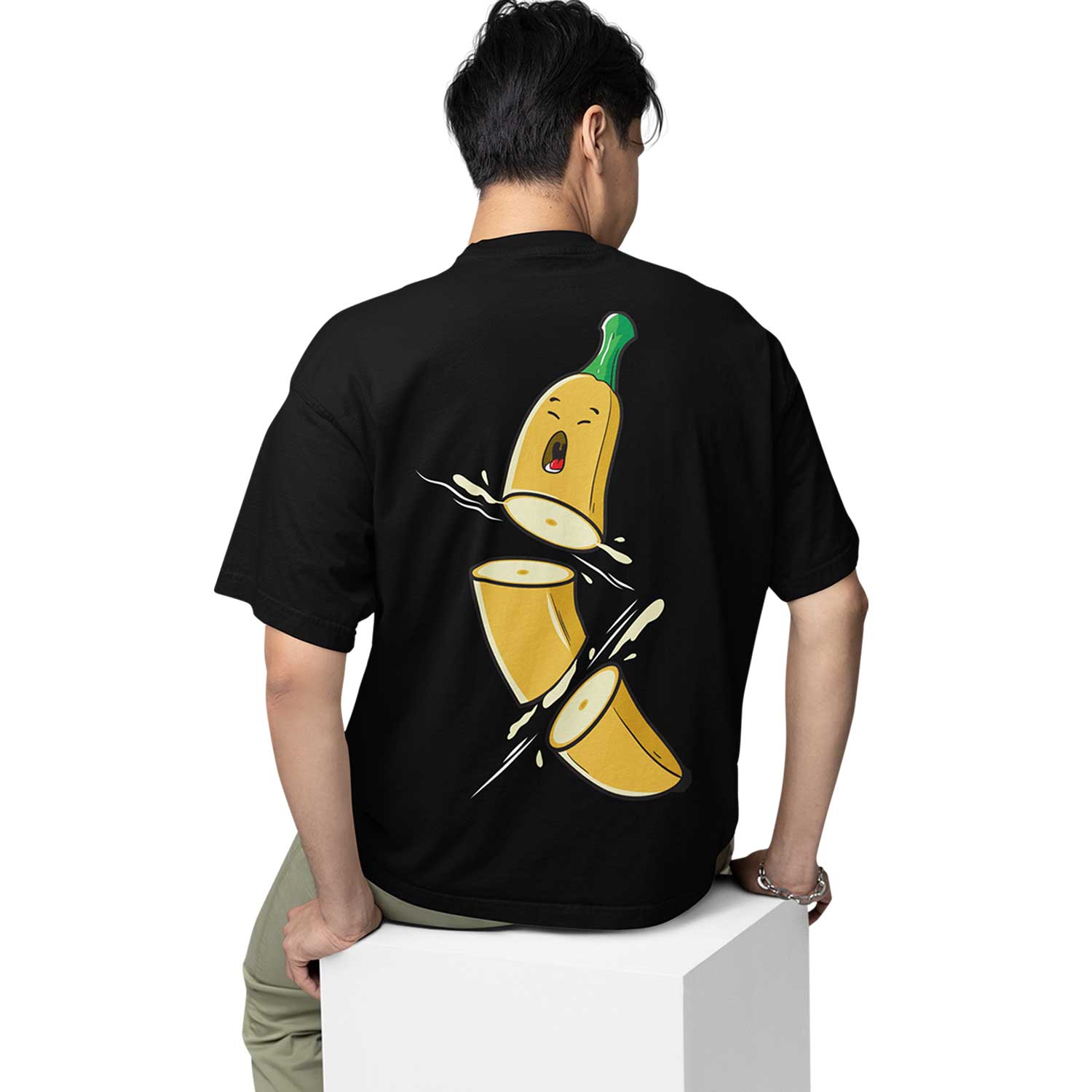 graphic printed oversized t shirt - sad banana black buy online india the banyan tee tbt men women girls boys unisex