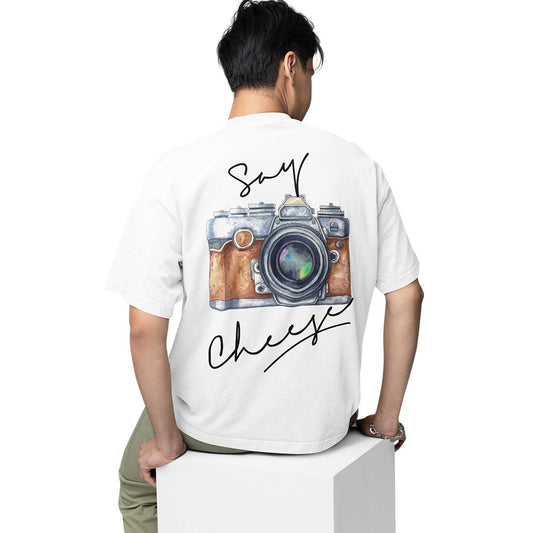 graphic printed oversized t shirt - say cheese white buy online india the banyan tee tbt men women girls boys unisex