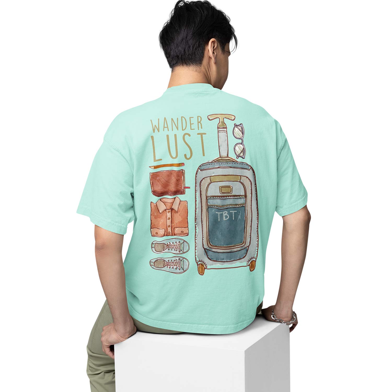 graphic printed oversized t shirt -  wanderlust mint green buy online india the banyan tee tbt men women girls boys unisex