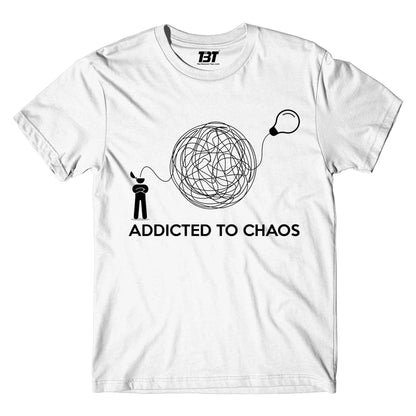 printed addicted to chaos t-shirt printed graphic stylish buy online united states of america usa the banyan tee tbt men women girls boys unisex white